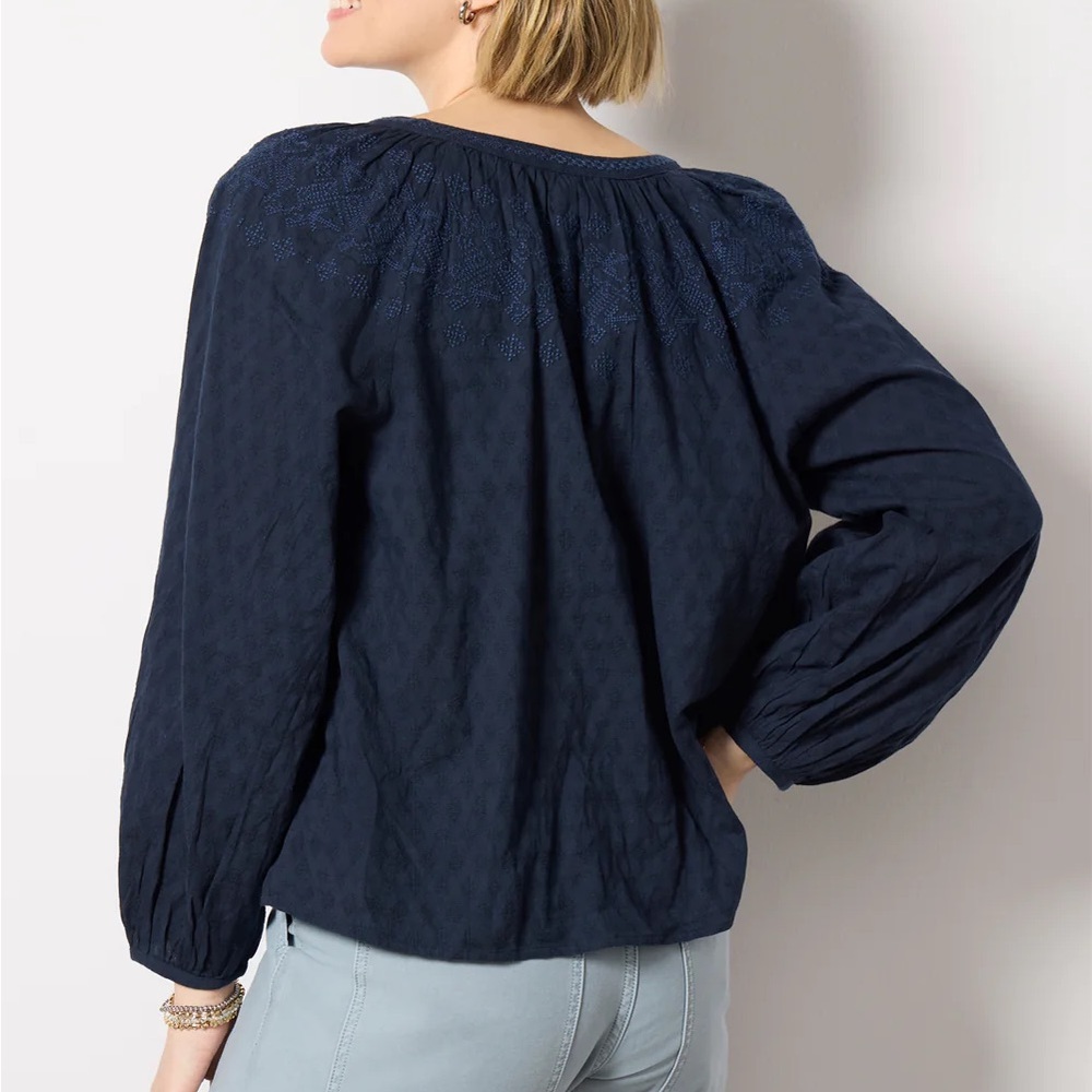 Velvet Blue Boxy Blouse with Relaxed Fit
